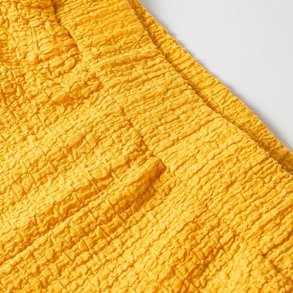 Yellow Crinkled U Neck Tank Top and Wide Leg Pants Set - Picture 13 of 15